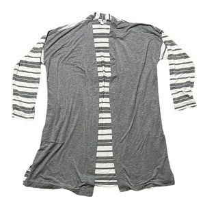 Pure Jill Grey & White Striped Cardigan | Women's L